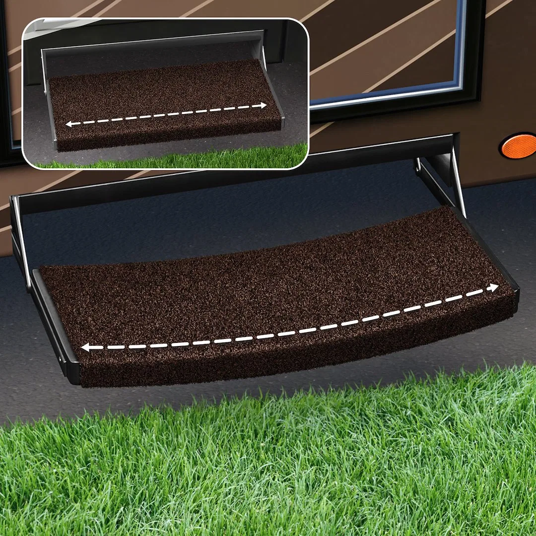 2-0221 – PRESTO FIT Entry Step Rug, Fits Curved And Straight 24 Inch Width Steps 22 Inch Width Grizzly Brown Shrinkwr...